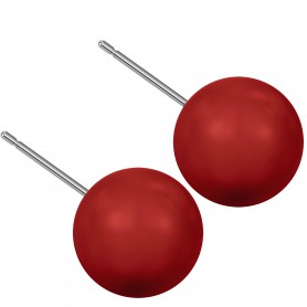 Very large size sphere shape Titanium earrings in Crystal Red Coral Pearls