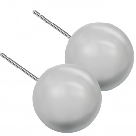 Extra large size sphere shape Titanium earrings in Crystal Light Grey Pearl
