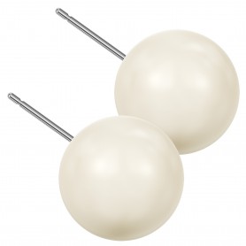 Extra large size sphere shape Titanium earrings in Crystal Ivory Pearl