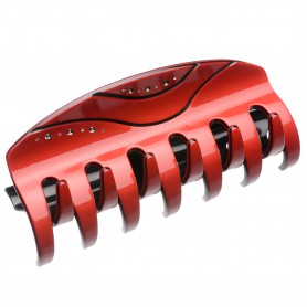 Very large size regular shape hair jaw clip in Red and Black