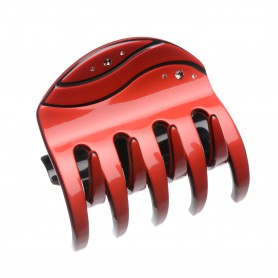 Medium size regular shape hair jaw clip in Red and Black