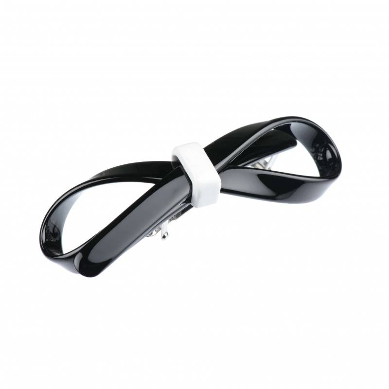 Medium size bow shape Hair barrette in Black and white