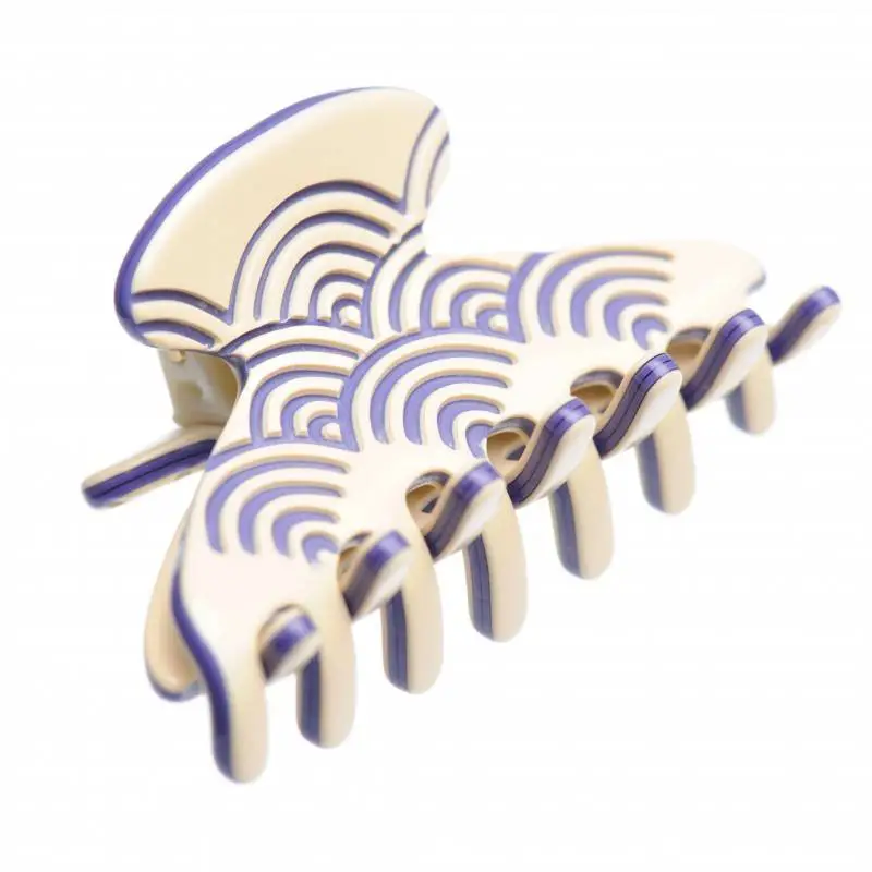 Medium size regular shape Hair jaw clip in Ivory and violet