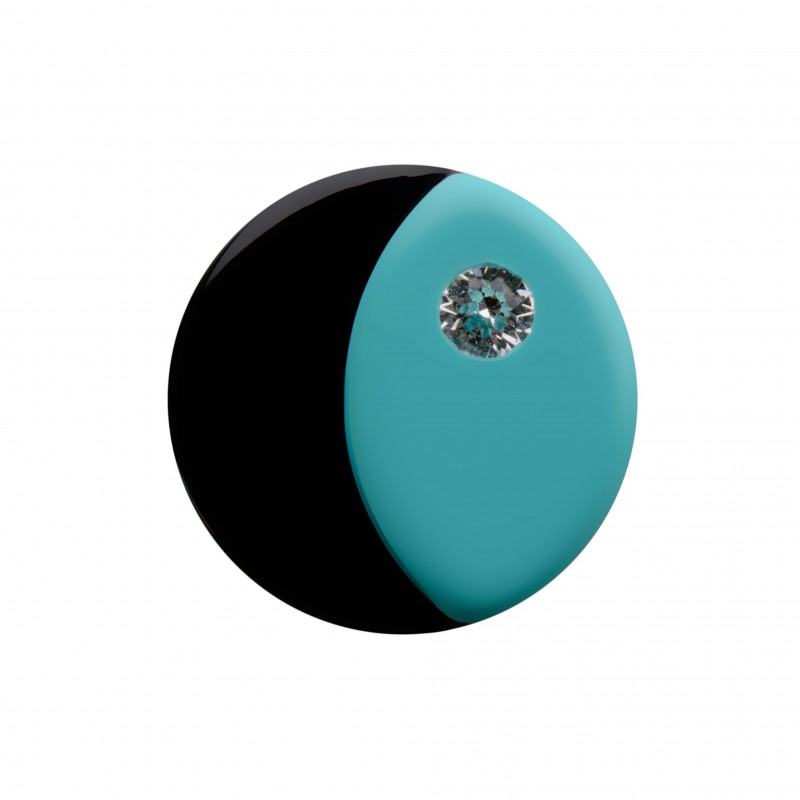 Medium size round shape Metal free earring in Turquoise and black