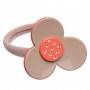 Medium size flower shape Hair elastic with decoration in Hazel and coral