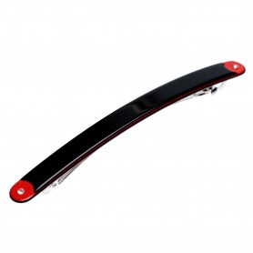 Medium size long and skinny shape Hair barrette in Black and marlboro red