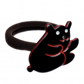 Medium size bear shape Hair elastic with decoration in Black and marlboro red