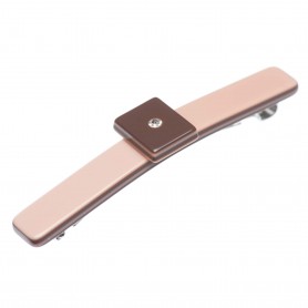 Small size rectangular shape Hair barrette in Old pink and dark brown