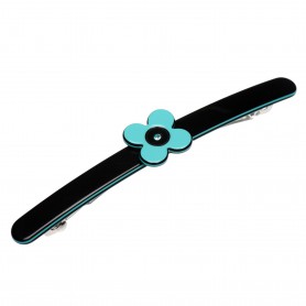 Medium size long and skinny shape Hair barrette in Black and turquoise