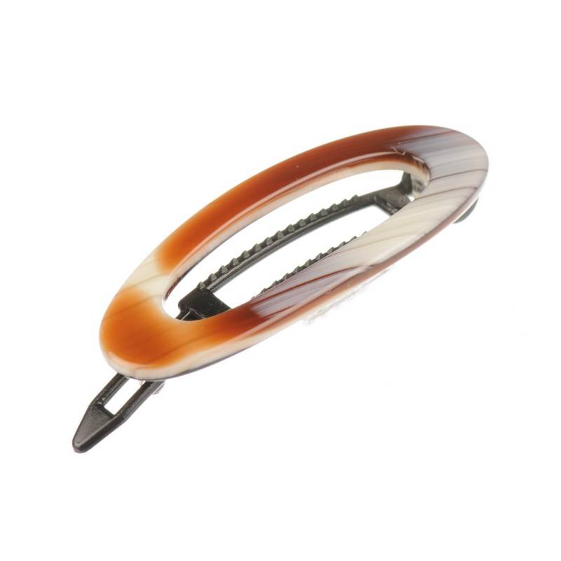 Small size oval shape Hair clip in Chocolate horn