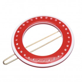 Small size round shape Hair clip in Marlboro red and white
