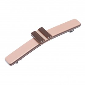 Small size rectangular shape Hair barrette in Old pink and dark brown
