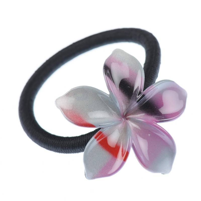 Medium size flower shape Hair elastic with decoration in Mixed colour texture