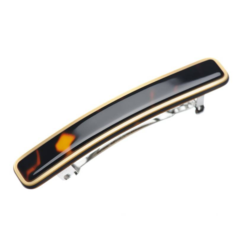 Small size rectangular shape Hair clip in Dark brown demi and gold