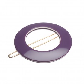 Small size round shape Hair clip in Violet and ivory