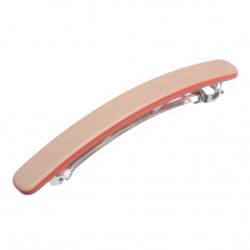Small size rectangular shape Hair barrette in Hazel and coral