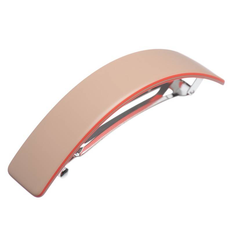 Large size rectangular shape Hair barrette in Hazel and coral