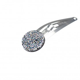 Very small size round shape Hair snap in Silver glitter