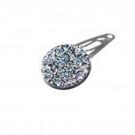 Very small size round shape Hair snap in Silver glitter