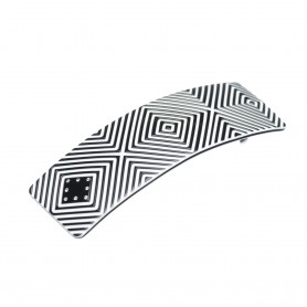 Medium size rectangular shape Hair barrette in Black and white