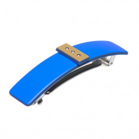 Medium size rectangular shape Hair barrette in Fluo electric blue and gold