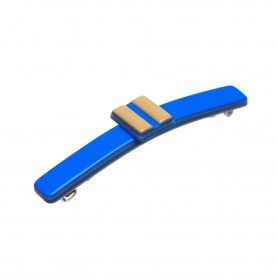 Small size rectangular shape Hair clip in Fluo electric blue and gold