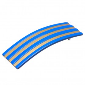 Medium size rectangular shape Hair barrette in Fluo electric blue and gold