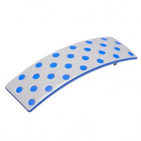 Medium size rectangular shape Hair barrette in Light grey and fluo electric blue