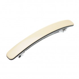 Small size rectangular shape Hair barrette in Ivory and black