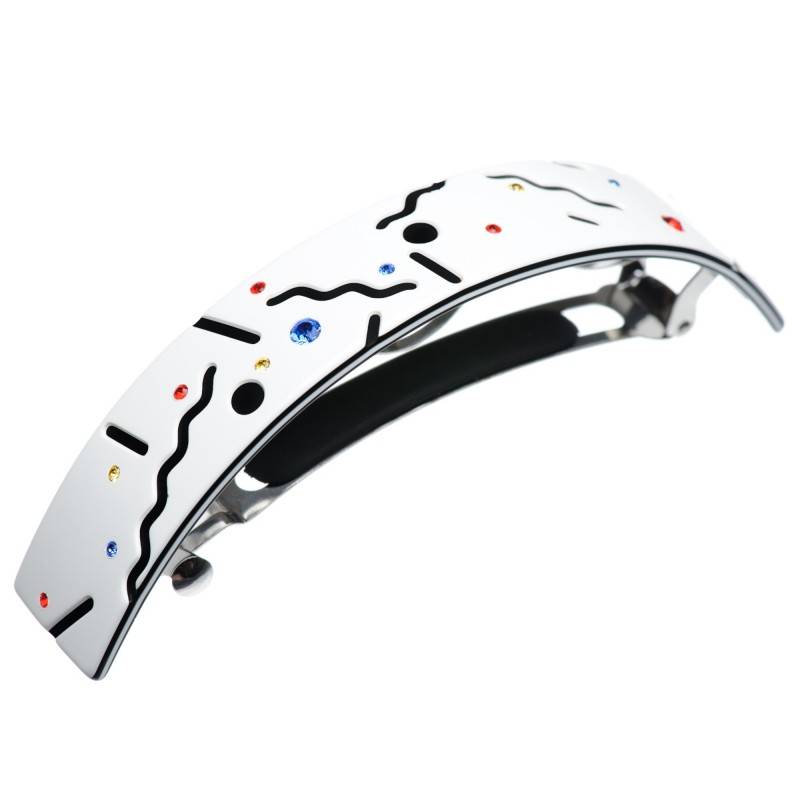 Very large size Hair barrette in White and black - Hair barrettes and hair  clips