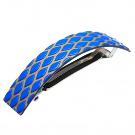Large size rectangular shape Hair barrette in Fluo electric blue and gold