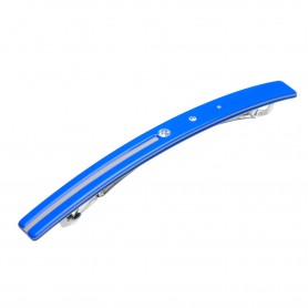 Medium size long and skinny shape Hair barrette in Fluo electric blue and light grey