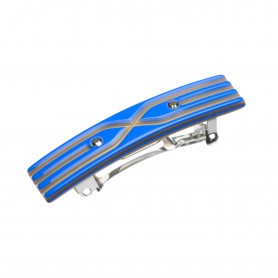 Small size rectangular shape Hair clip in Fluo electric blue and gold
