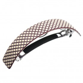Very large size rectangular shape Hair barrette in Ivory and violet