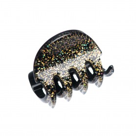 Very small size regular shape Hair claw clip in Gold glitter