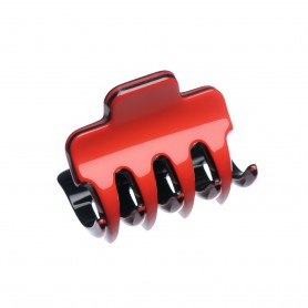 Very small size regular shape Hair claw clip in Marlboro red and black