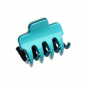 Very small size regular shape Hair claw clip in Turquoise and black