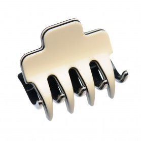Small size regular shape Hair jaw clip in Ivory and black