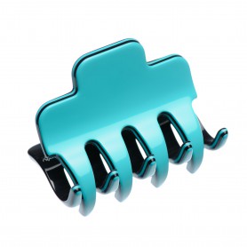 Medium size regular shape Hair jaw clip in Turquoise and black