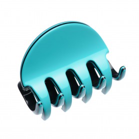 Medium size regular shape Hair jaw clip in Turquoise and black