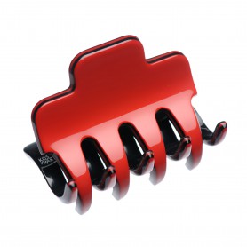 Medium size regular shape Hair jaw clip in Marlboro red and black