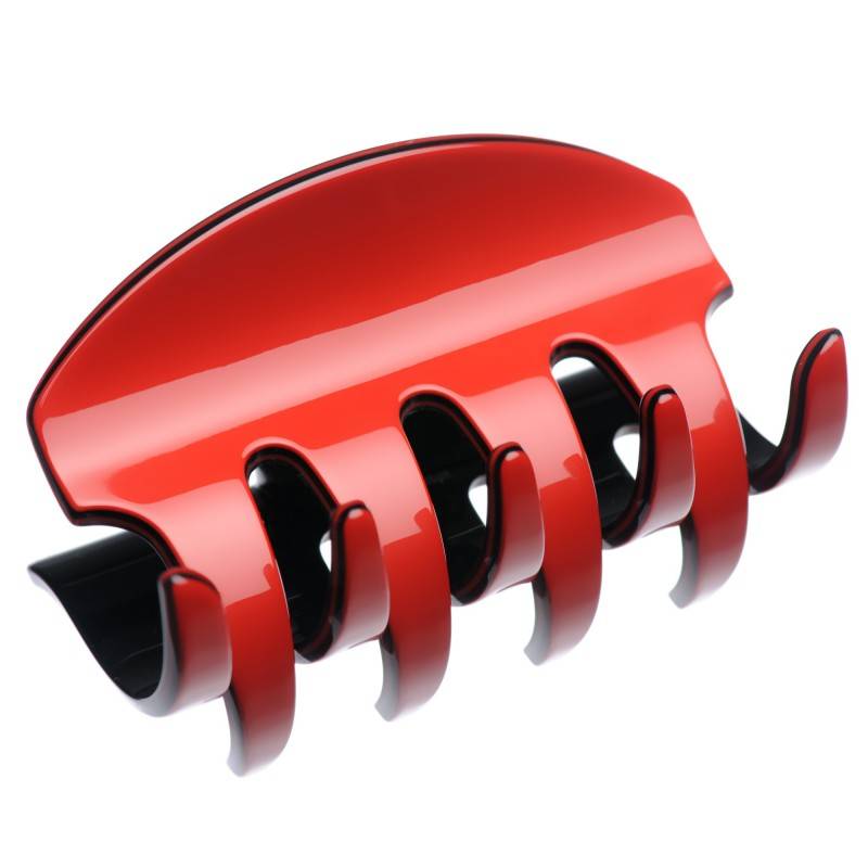 Large size regular shape Hair jaw clip in Marlboro red and black