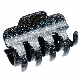Large size regular shape Hair jaw clip in Silver glitter