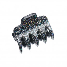 Very small size regular shape Hair claw clip in Silver glitter