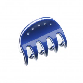 Very small size regular shape Hair jaw clip in Blue and white