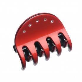 Medium size regular shape Hair jaw clip in Marlboro red and black