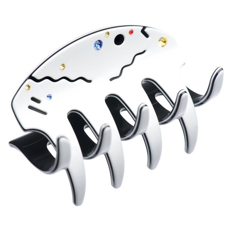 Large size regular shape Hair jaw clip in White and black