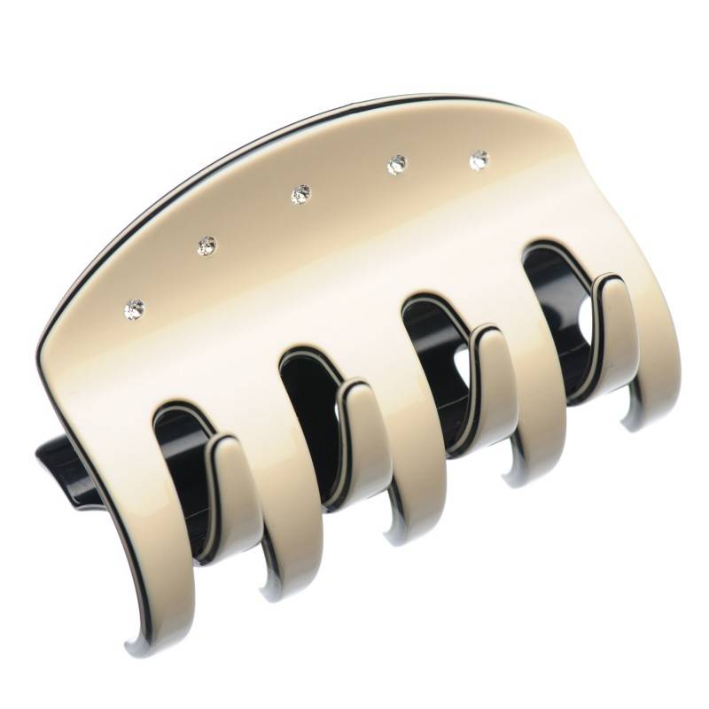 Large size regular shape Hair jaw clip in Ivory and black