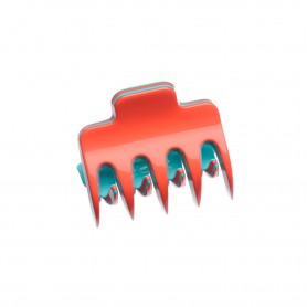 Very small size regular shape Hair claw clip in Coral and turquoise