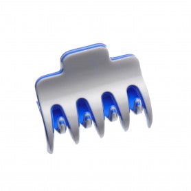 Small size regular shape Hair jaw clip in Light grey and fluo electric blue